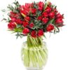 Red Parrot Tulips and Eucalyptus Parvifolia