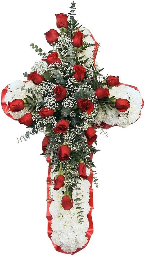Cross with Red Roses