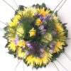 Funeral posie purple and yellow